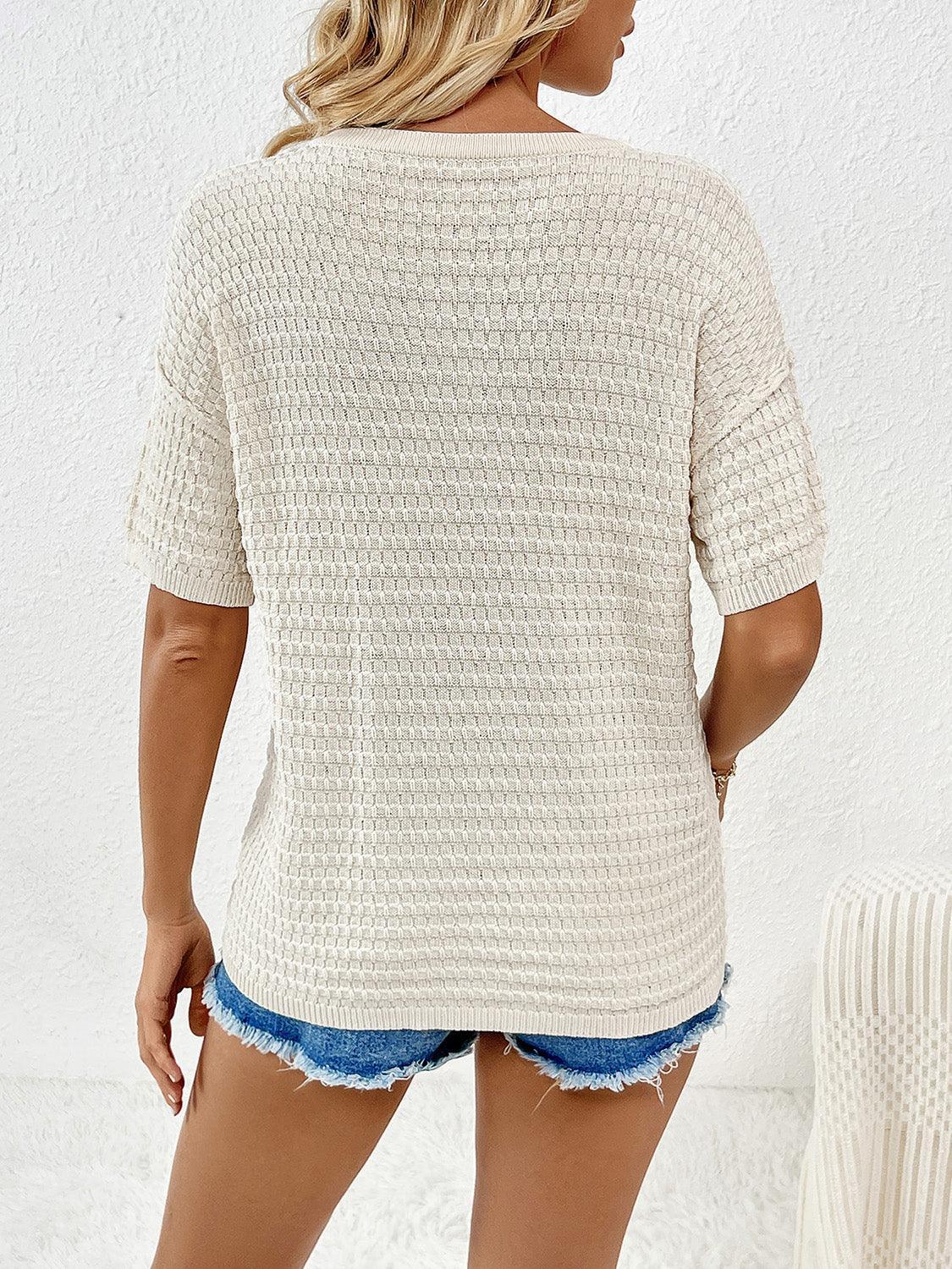 Round Neck Half Sleeve Knit Top