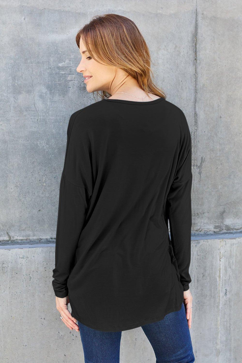 Basic Bae Full Size Round Neck Dropped Shoulder T - Shirt - Admiresty