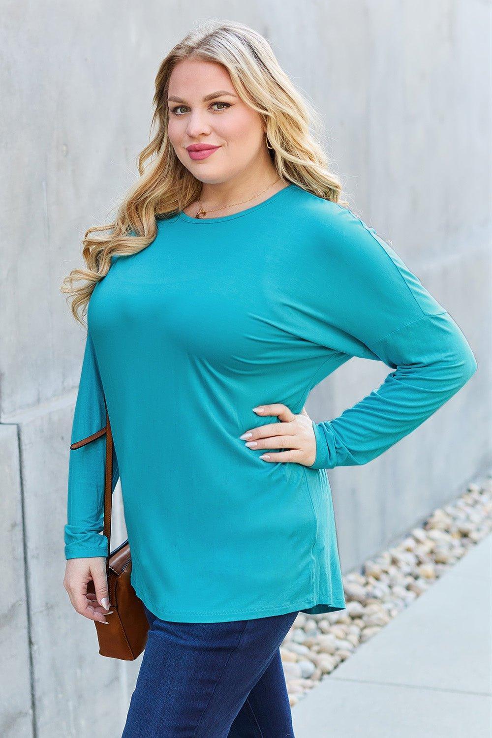 Basic Bae Full Size Round Neck Dropped Shoulder T - Shirt - Admiresty
