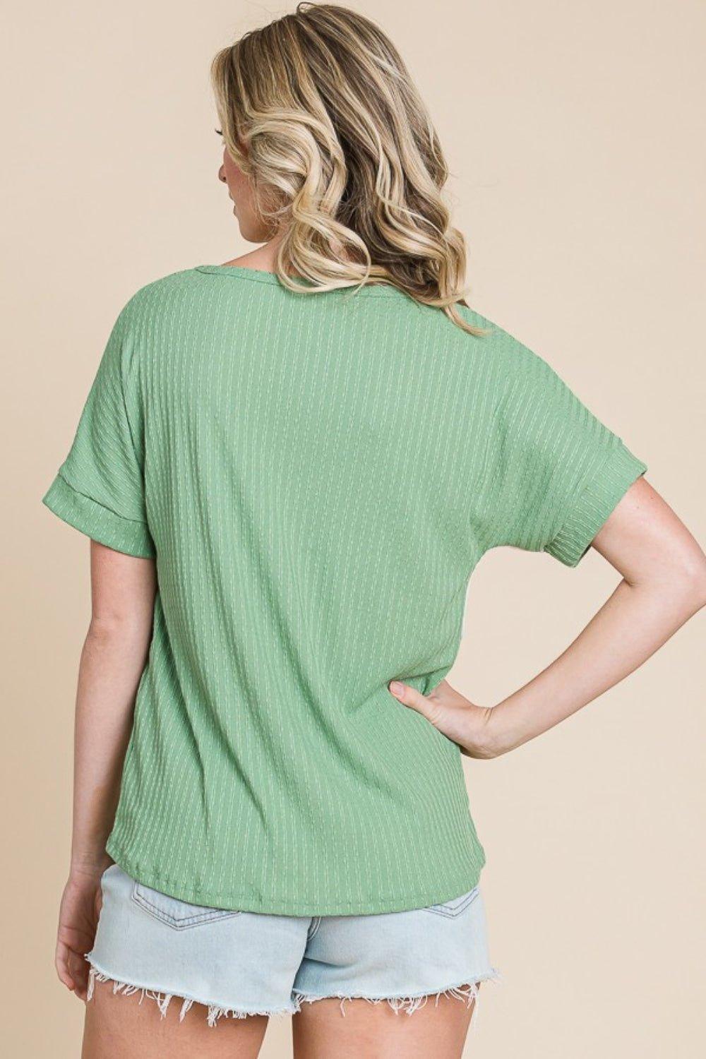 BOMBOM Color Block Short Sleeve T - Shirt - Admiresty