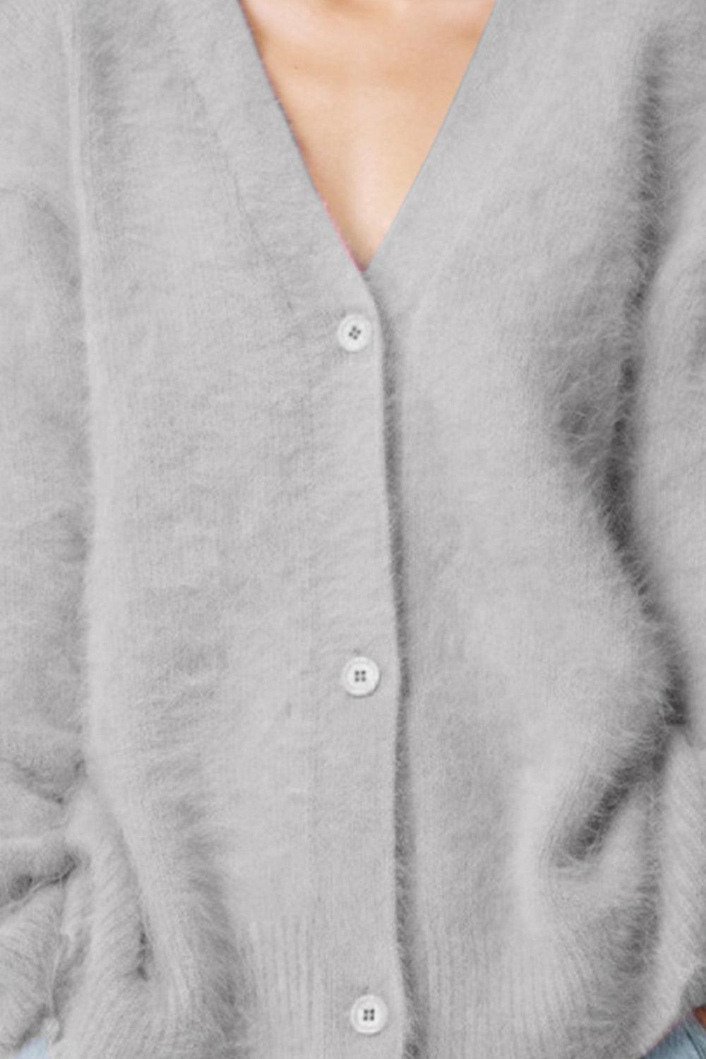 Button Up Dropped Shoulder Cardigan - Admiresty