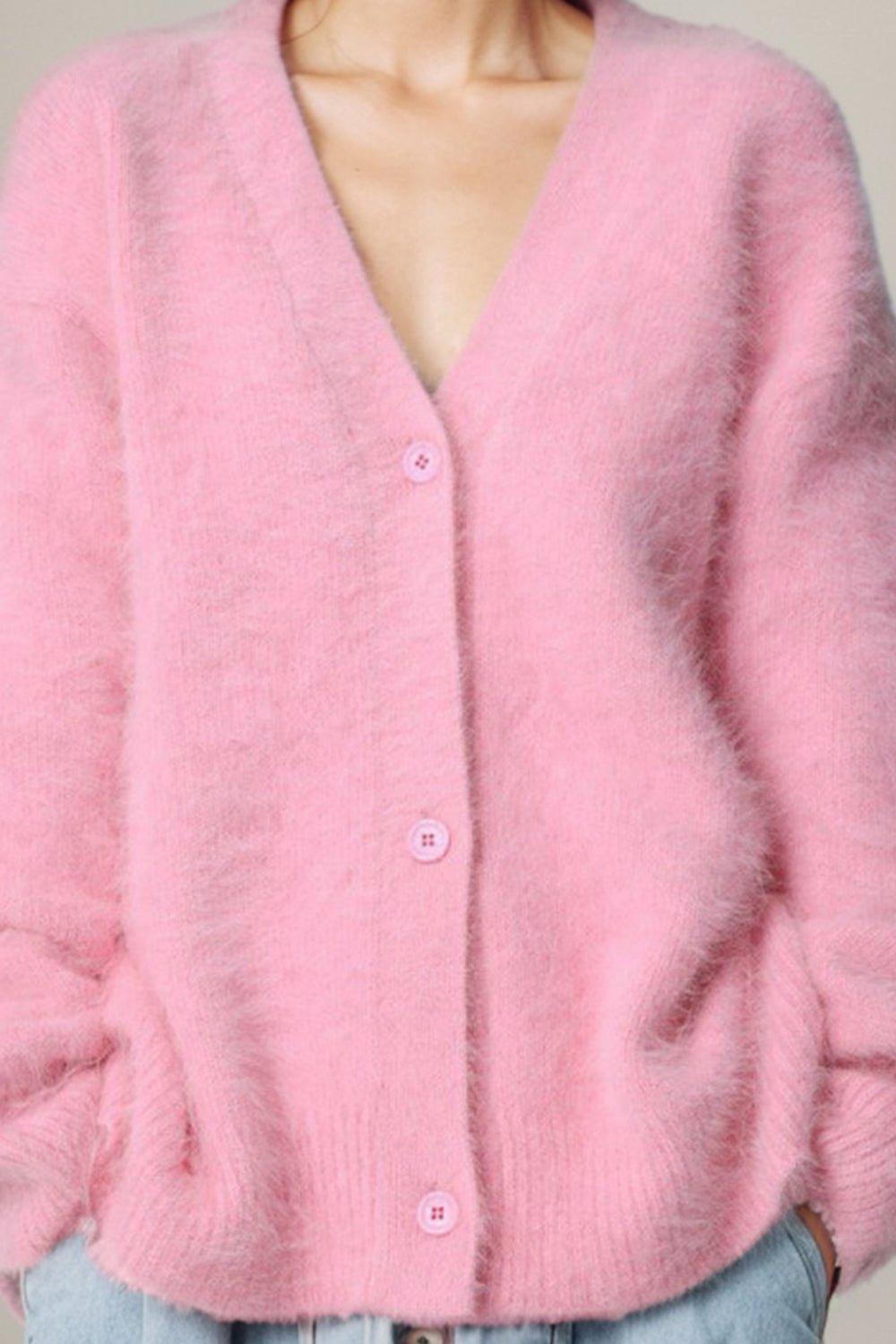Button Up Dropped Shoulder Cardigan - Admiresty
