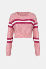 Cable - Knit Striped Dropped Shoulder Sweater - Admiresty