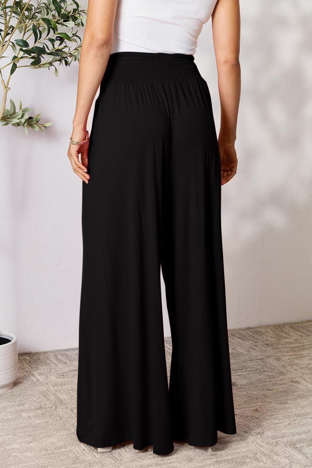 Double Take Full Size Smocked Wide Waistband Wide Leg Pants - Admiresty